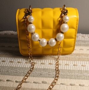 Mini quilt pettern bag with pearl handle